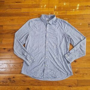 Rhone Button Up Shirt Mens Size L Blue Long Sleeve Nylon Stretch